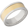 14K White gold 8mm flat band with an inlay of 14K yellow gold and bead-set .01ct side eternity diamonds