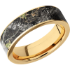 14K Yellow Gold 7mm flat band with a 6mm inlay of Mossy Oak Break Up Camo