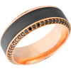 18K Rose gold 8.5mm beveled band with an inlay of zirconium and bead-set eternity black diamonds