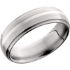 Titanium 7mm domed band with grooved edges and an inlay of sterling silver