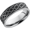 Titanium 7mm flat band with a laser-carved celtic pattern with Cerakote in the pattern recesses