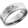 Titanium 8mm flat band with a laser-carved celtic weave pattern in a sterling silver inlay