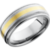 Titanium 8mm flat band with rounded edges and an  inlay of 14K yellow gold