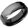 Tungsten Ceramic 8mm flat band with beveled edges and facet pattern