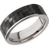 Titanium 7mm flat band with a 6mm inlay of black Carbon Fiber