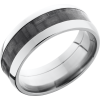 Titanium 8mm domed band with a 4mm inlay of black Carbon Fiber