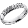 Cobalt chrome 4mm domed band with a laser-carved fingerprint