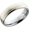 Cobalt chrome 6mm domed band with 14K Yellow Gold reverse milgrain detail