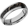 Cobalt chrome 6mm flat band with grooved edges and a 3mm inlay of Realtree APC Black Camo