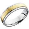 Cobalt chrome 6mm flat band with grooved edges and a 3mm inlay of 14K Yellow Gold