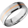 Cobalt chrome 7mm beveled band with 1, 1mm inlay of 14K rose gold