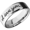 Cobalt chrome 7mm beveled band with laser-carved handwriting