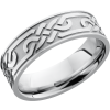 Cobalt chrome 7mm flat band with a reverse laser-carved Celtic loop pattern around the band