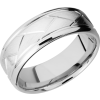 Cobalt chrome 8mm beveled band with laser-carved flatweave pattern