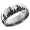 Cobalt chrome 8mm domed band with a laser-carved treeline pattern