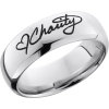 Cobalt chrome 8mm domed band with a laser-carved handwritten message