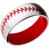 Cobalt chrome 8mm domed band with a red Cerakote sleeve and baseball stitching