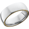Cobalt chrome 8mm domed band with 14K yellow gold sidebraid inlays