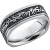 Cobalt chrome 8mm flat square band with a laser-carved antler pattern