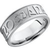 Cobalt chrome 8mm flat band with a laser-carved pattern
