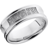 Cobalt chrome 8mm concave band with rounded edges and a laser-carved fingerprint