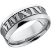 Cobalt chrome 8mm band with a reverse laser-carving of roman numerals