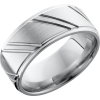 Cobalt chrome 9mm flat band with grooved edges and laser-carved stripes