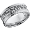 Cobalt chrome 9mm concave band with rounded edges and a laser-carved Celtic pattern