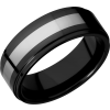 Tungsten and Ceramic 8mm flat band with grooved edges