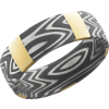 Handmade 7mm zebra Damascus steel band with 5 vertical inlays of 14K yellow gold