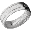 Handmade 7mm marble Damascus steel domed band with 2, .5mm grooves