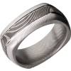 Handmade 8mm flattwist Damascus steel square domed band with 2, .5mm grooves