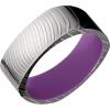 Tiger Damascus steel flat, square 8mm band with a Wild Purple Cerakote sleeve