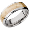 Titanium 8mm domed band with an inlay of Boxelder Burl hardwood
