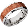 Titanium 8mm domed band with an inlay of Leopard hardwood