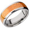 Titanium 8mm domed band with an inlay of Osage Orange hardwood
