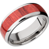 Titanium 8mm domed band with an inlay of Honduras Redheart hardwood
