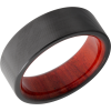 Zirconium 8mm flat band with rounded edges and a hardwood sleeve of Honduras Redheart