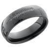 Zirconium 6mm domed band with a laser-carved soundwave