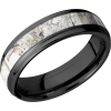 Zirconium 6mm flat band with grooved edges and a 3mm inlay of Kings Snow Camo
