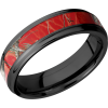 Zirconium 6mm flat band with grooved edges and a 3mm inlay of Realtree APC Red Camo