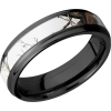 Zirconium 6mm flat band with grooved edges and a 3mm inlay of Realtree APC Snow Camo
