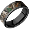 Zirconium 6mm flat band with a 5mm inlay of Realtree Timber Camo