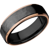 Zirconium 7mm flat band with 14K rose gold grooved edges