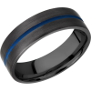 Zirconium 7mm flat band with 1, 1mm blue Cerakote groove