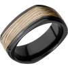 Zirconium 8.5mm flat square band with an inlay of Mokume Gane and grooved edges