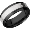 Zirconium 8mm beveled band with an inlay of sterling silver