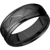 Zirconium 8mm beveled band with a laser-carved flat weave pattern