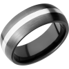 Zirconium 8mm domed band with an inlay of sterling silver