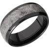 Zirconium 8mm domed band with an inlay of authentic Gibeon Meteorite